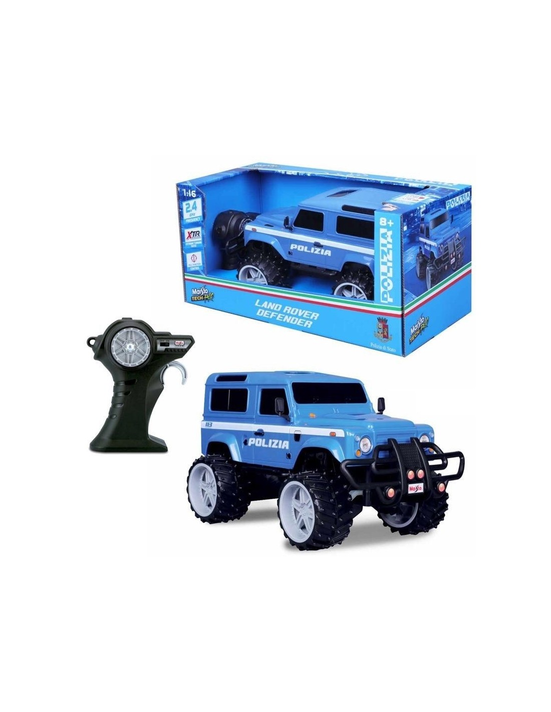 MACCHINA TELECOMANDATA LAND ROVER DEFENDER POLIZIA 1 16 Magic Toys
